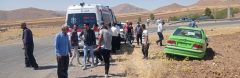 واژگونی سمند تاکسی در ورودی کمربندی شهر نورآباد