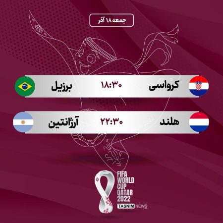 برنامه بازی های جمعه جام جهانی در یک چهارم