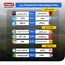 برنامه مسابقات هفته شانزدهم لیگ برتر فوتبال